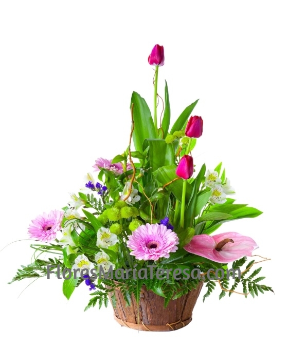 Cesta de Flores Rosadas