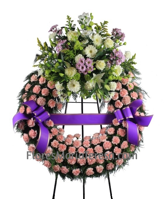 Corona Funeraria Rosada