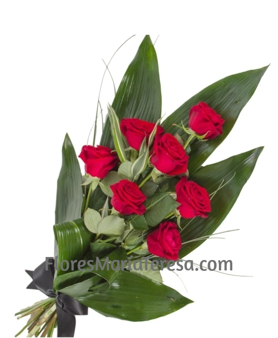 ramo funerario 7 rosas rojas